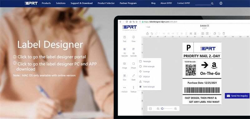 iDPRT Projektant etykiet Software Interface